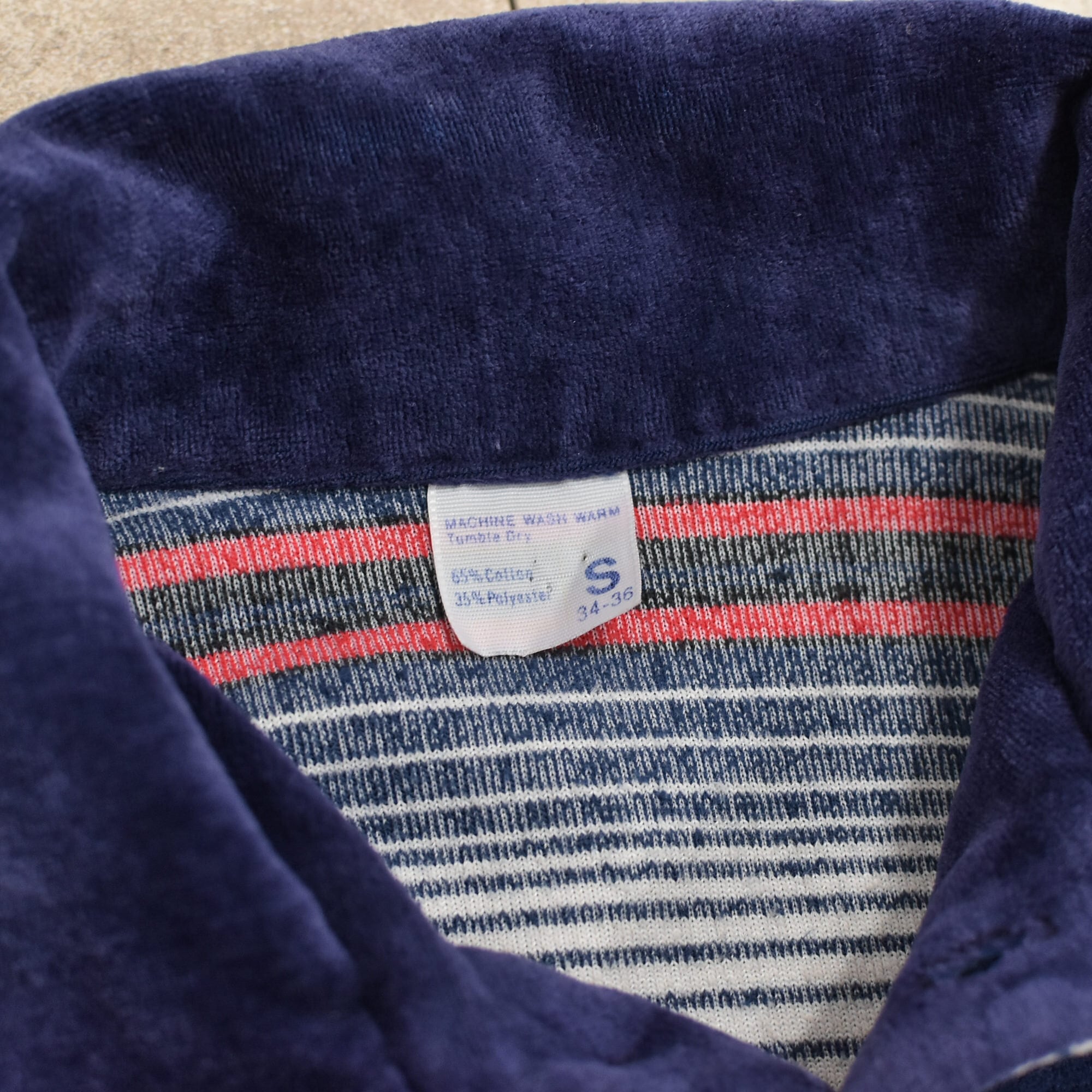 70s～ Vtg multi border velour polo shirt | 古着屋 grin days memory