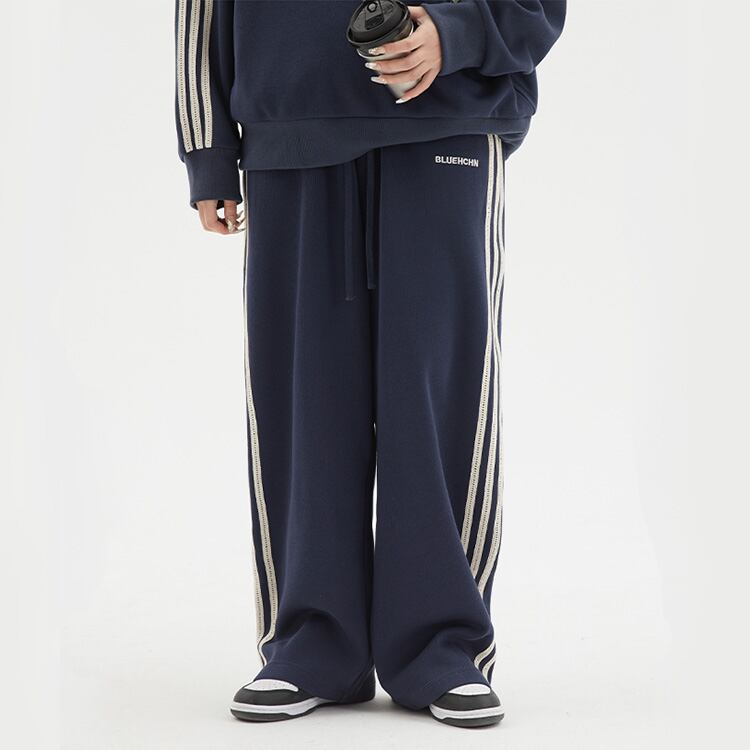 ★SIDE CONTRAST STITCHING LOOSE STRAIGHT SPORT PANTS　　　A0525