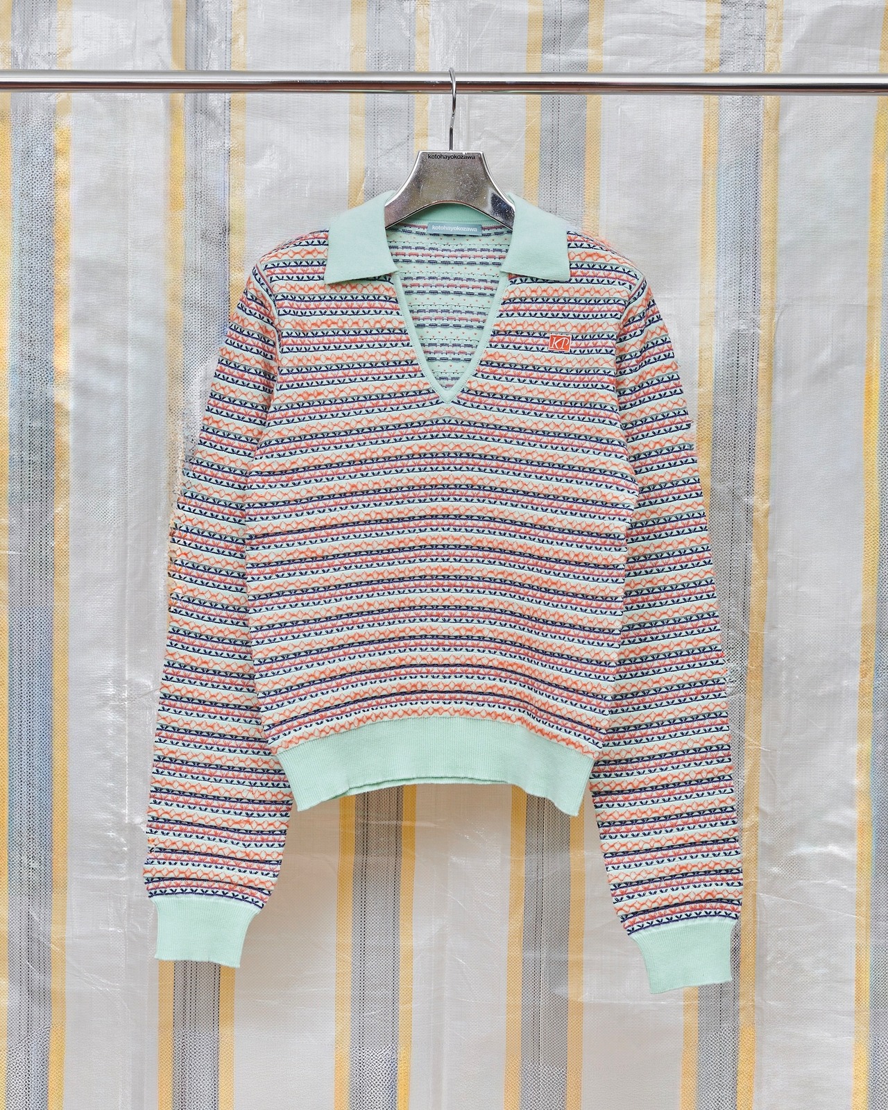 kotohayokozawa - SKIPPER KNIT｜Mint｜ジャカード柄 スキッパーニット プルオーバー ミント レディース・ユニセックス