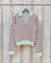 kotohayokozawa - SKIPPER KNIT｜Mint｜ジャカード柄 スキッパーニット プルオーバー ミント レディース・ユニセックス