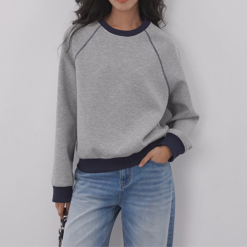 contrast crew-neck sweatshirt　J00394