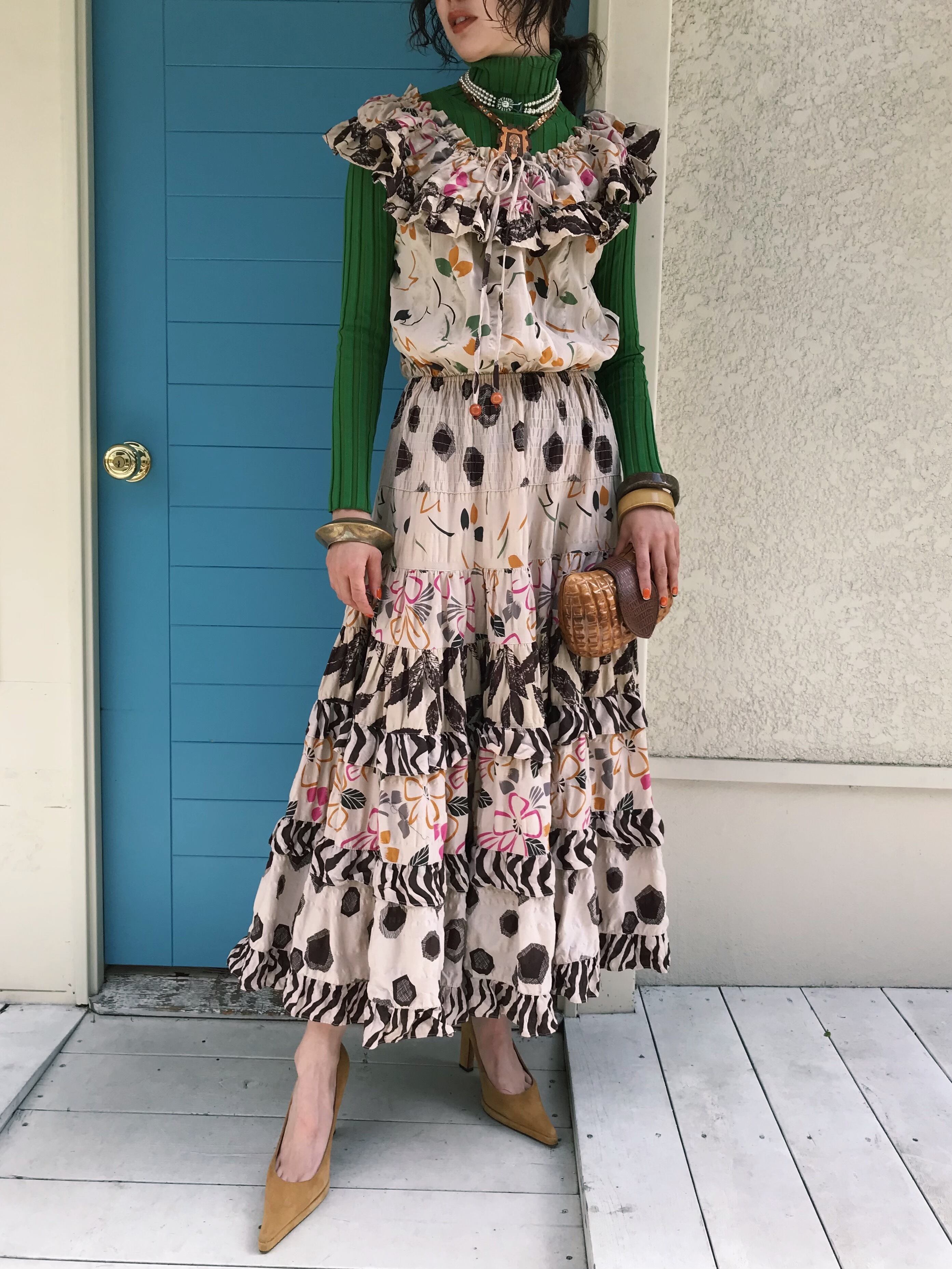 70s Diane Freis Cotton Dress ダイアン フレイス コットン ワンピース Riyad Vintage Shop