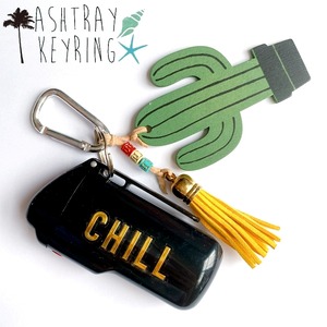 ボヘミアンな携帯灰皿 カナビラキーホルダー ★ネイティブ サボテン タッセル  タバコ iQOS