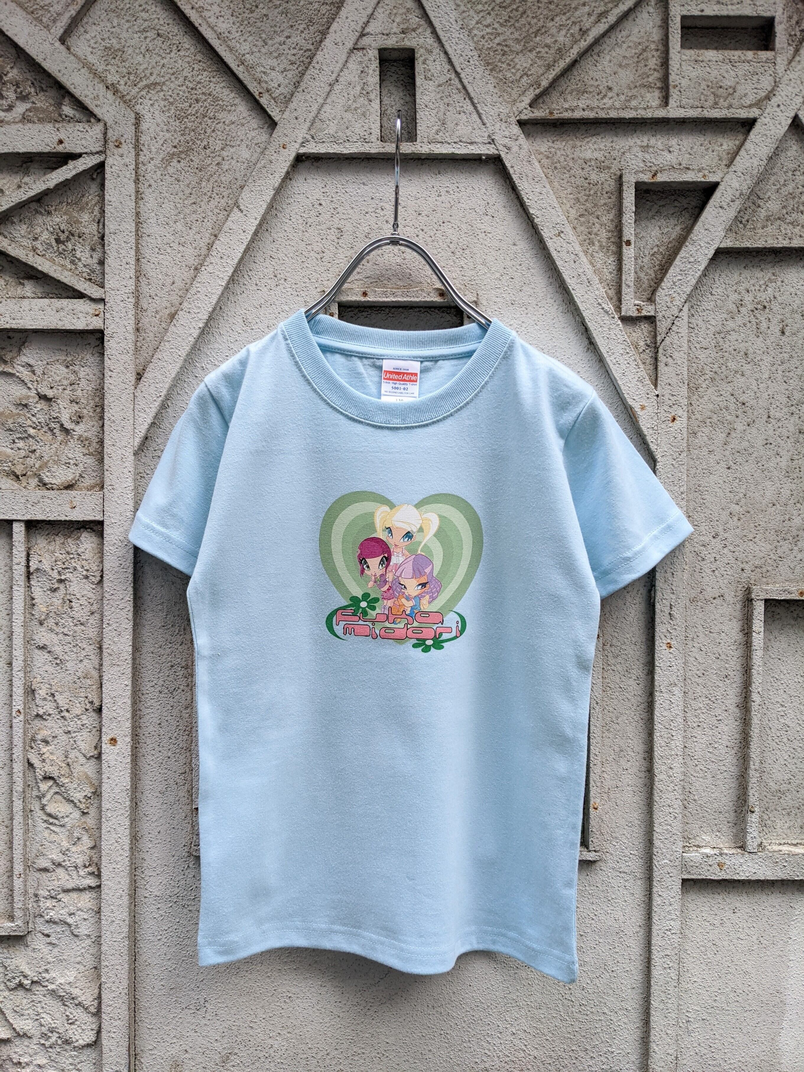 "深緑" original GAL print tee / SKY BLUE