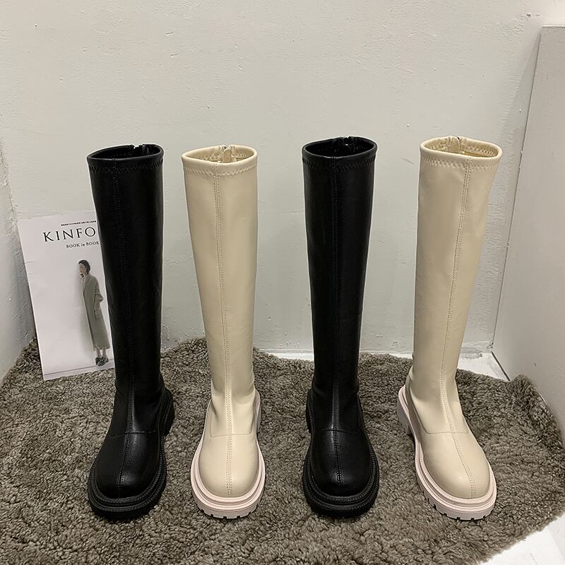 ブーツソリッド カラーバックジッパー 靴 シューズ ラウンドトー ソリッドカラー フェイクシューズ34457252934