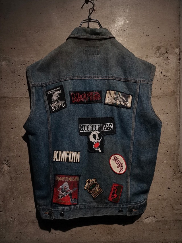 【Caka】Band Wappen Custum Vintage Denim Vest