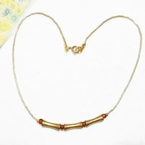 筒状メタルビーズのチョーカーネックレス  ヴィンテージアクセサリーのセール通販　11475N