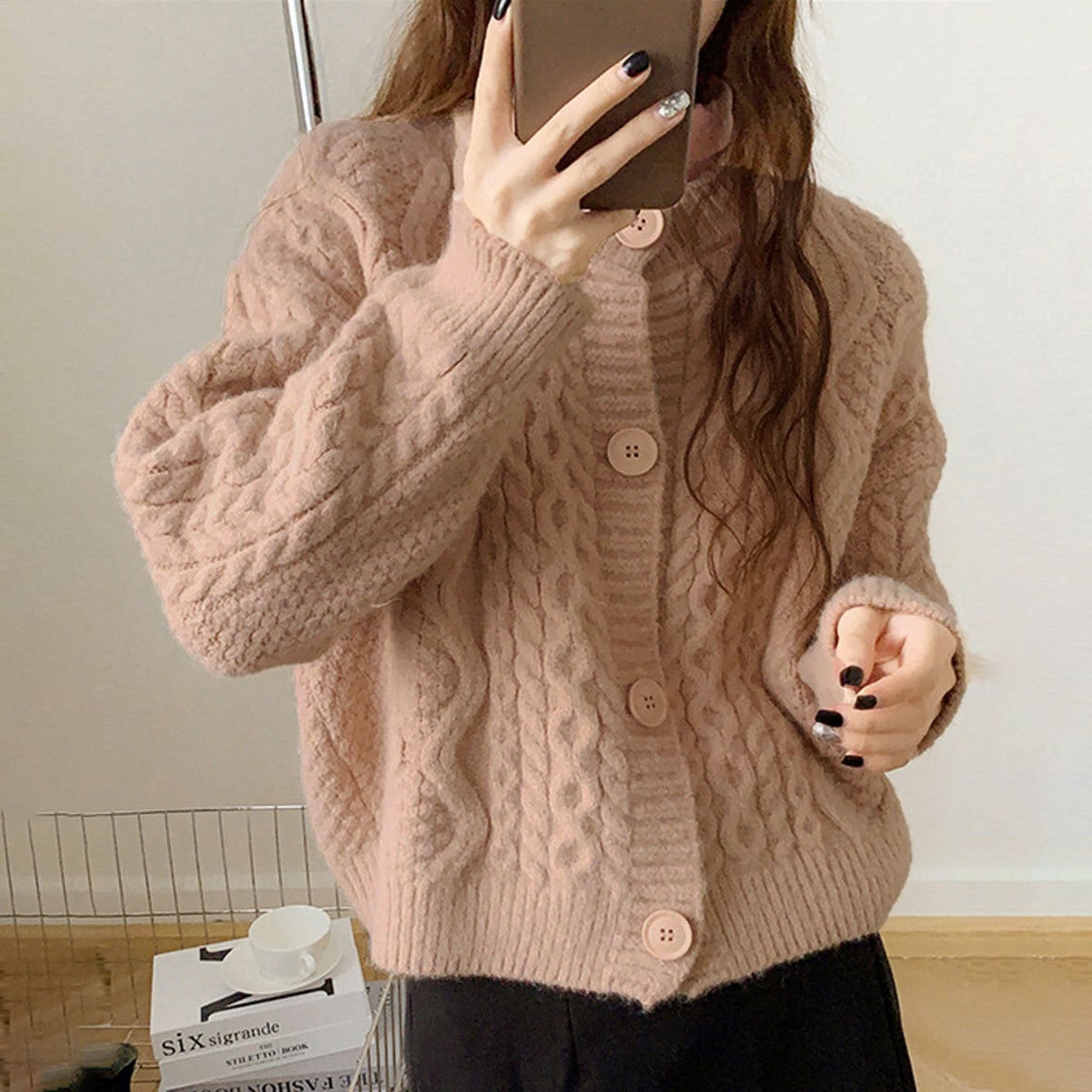 ケーブルニット カーディガン ざっくり編み レディース 秋冬 韓国 防寒 保温 おしゃれ きれいめ 大人 カジュアル ゆったり ドロップショルダー ケーブル編み ニットカーデ 大人可愛い 大人女子