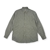 90s イタリア製 ARMANI JEANS アルマーニジーンズ 総柄 BD ボタンダウン 長袖シャツ L/グレー系 メンズ ビンテージ