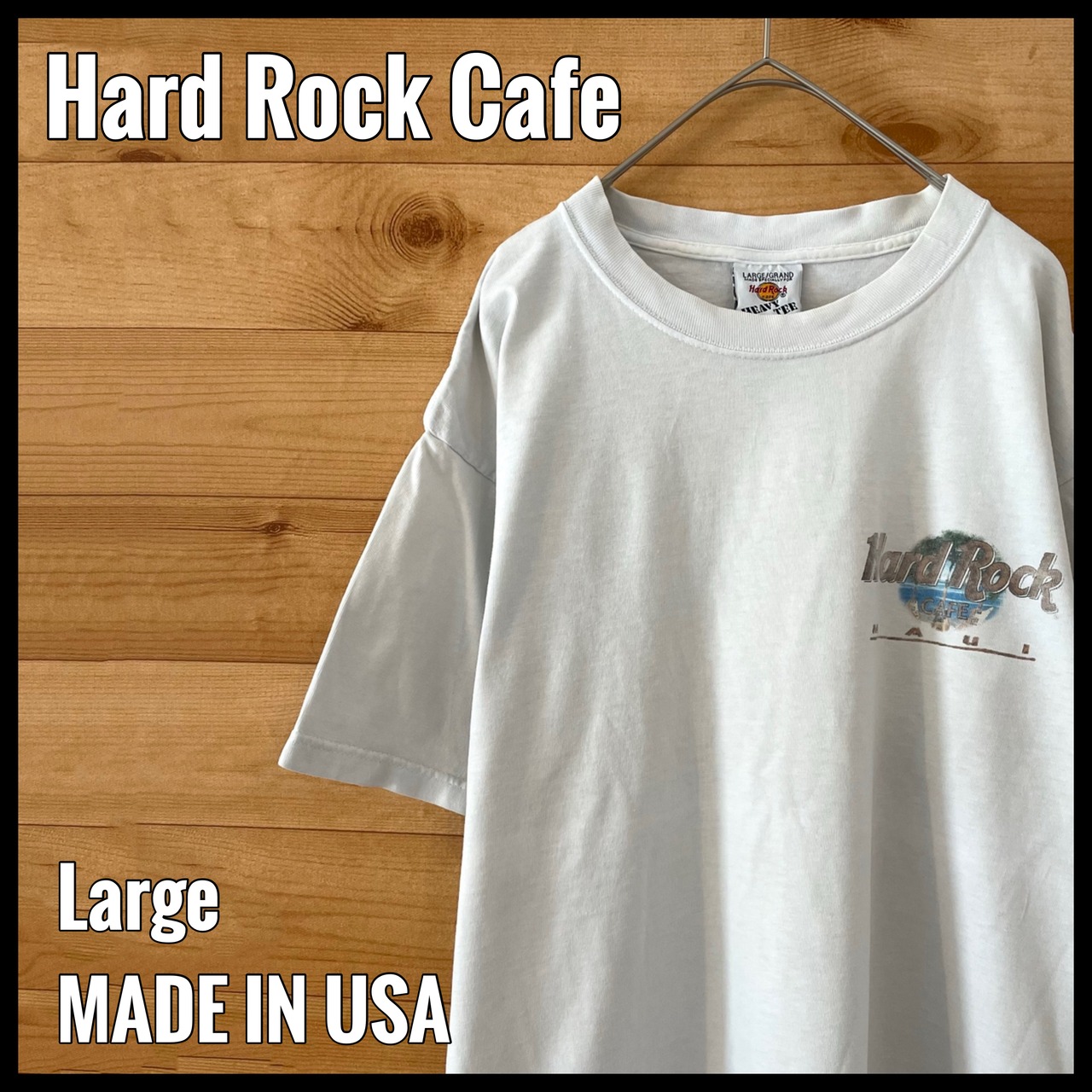 【HARD ROCK CAFE】USA製 半袖 Tシャツ ワンポイント ロゴ バックプリント ギター ハードロックカフェ L US古着