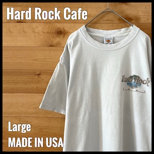 【HARD ROCK CAFE】USA製 半袖 Tシャツ ワンポイント ロゴ バックプリント ギター ハードロックカフェ L US古着