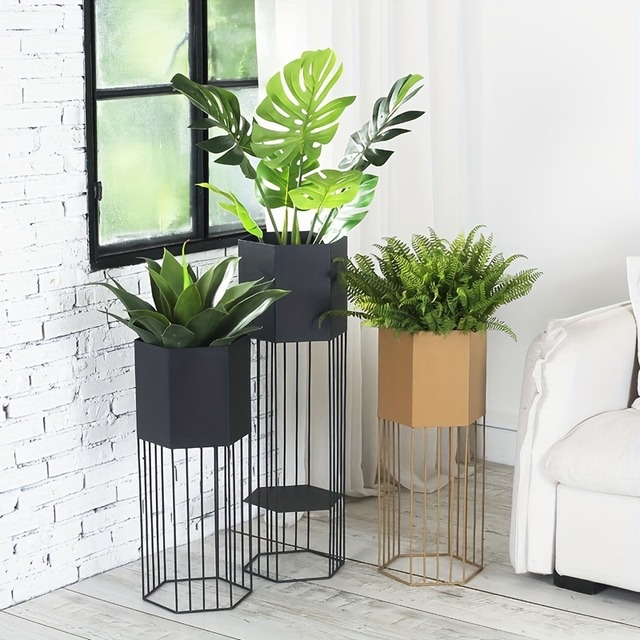 プランター スタンド  シンプル モダン おしゃれ かわいい インテリア 花台 フラワー スタンド 軽量 鉢植え 多目的 ゴールド ブラック