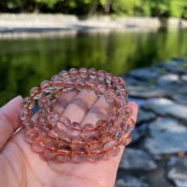 【特別限定】伊勢神宮　五十鈴川でお清めした　オレンジルチルクォーツ　8ｍｍ　ブレスレット　3717*241221