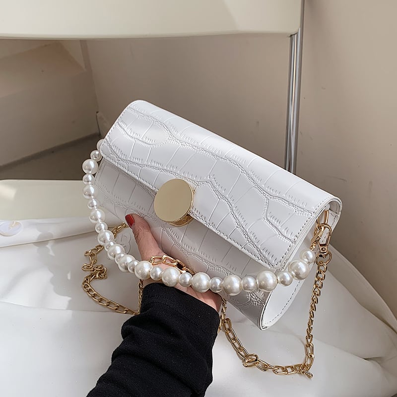 サマーパールチェーン レッド 夏物 真珠 スクウェア Tiancai_Wing_Bag4444273101