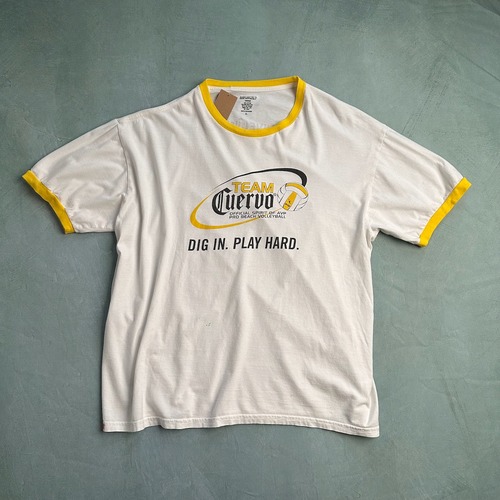 スポーツチーム　リンガーTシャツ　黄　白