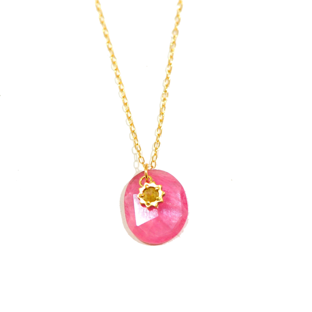 Stardust stone necklace（スターダストストーンネックレス）EMU-010ps  ピンクサファイア