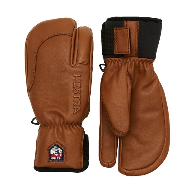 HESTRA / 3-Finger Full Leather Short / Brown