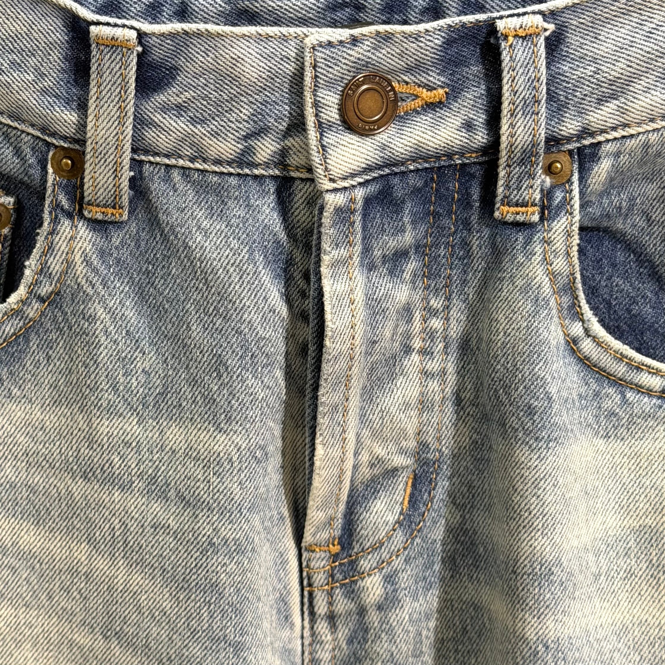 SAINT LAURENT PARIS スキニーフィット ジーンズ コットン ブルー サン