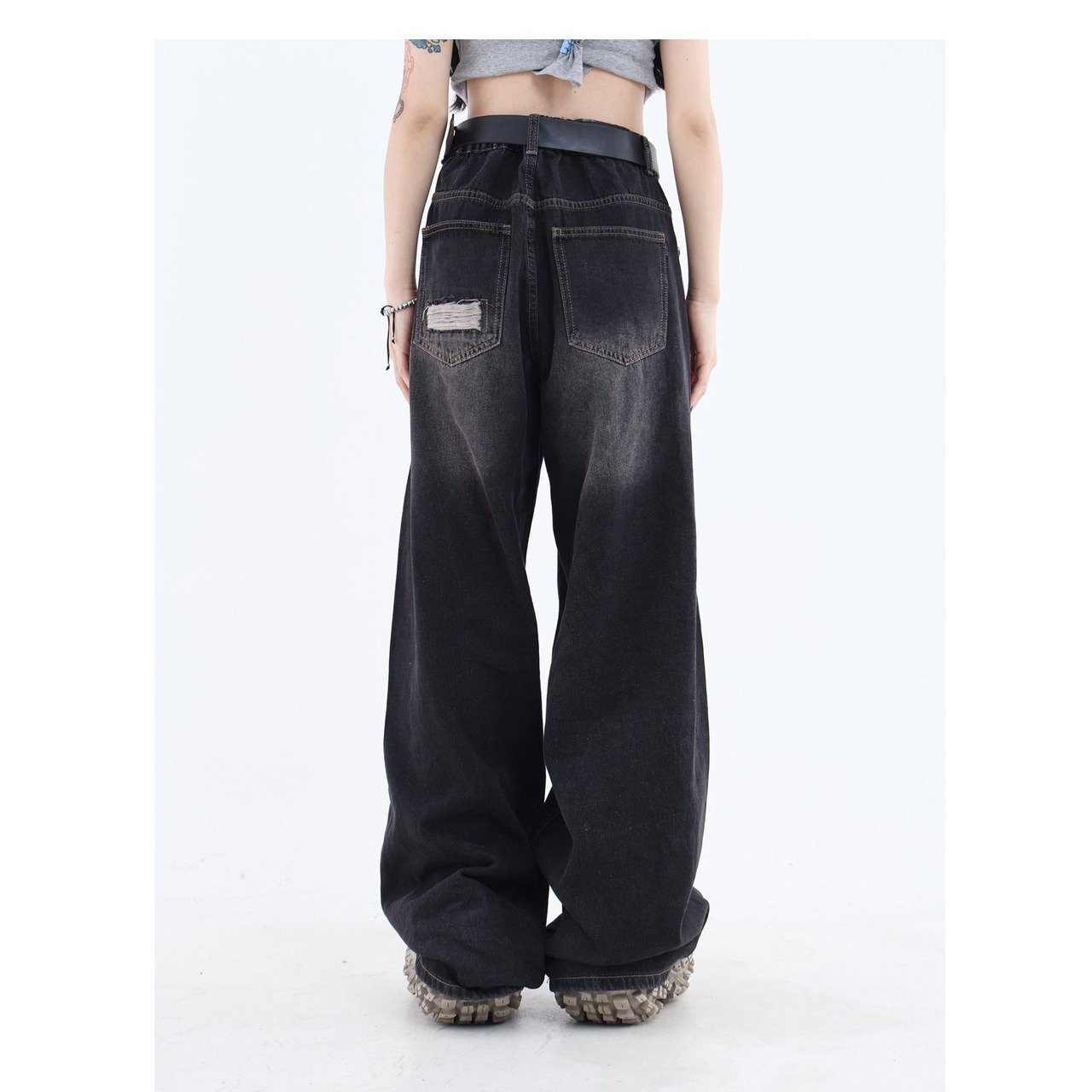 ストリート ウォッシュド リップド ジーンズ P147