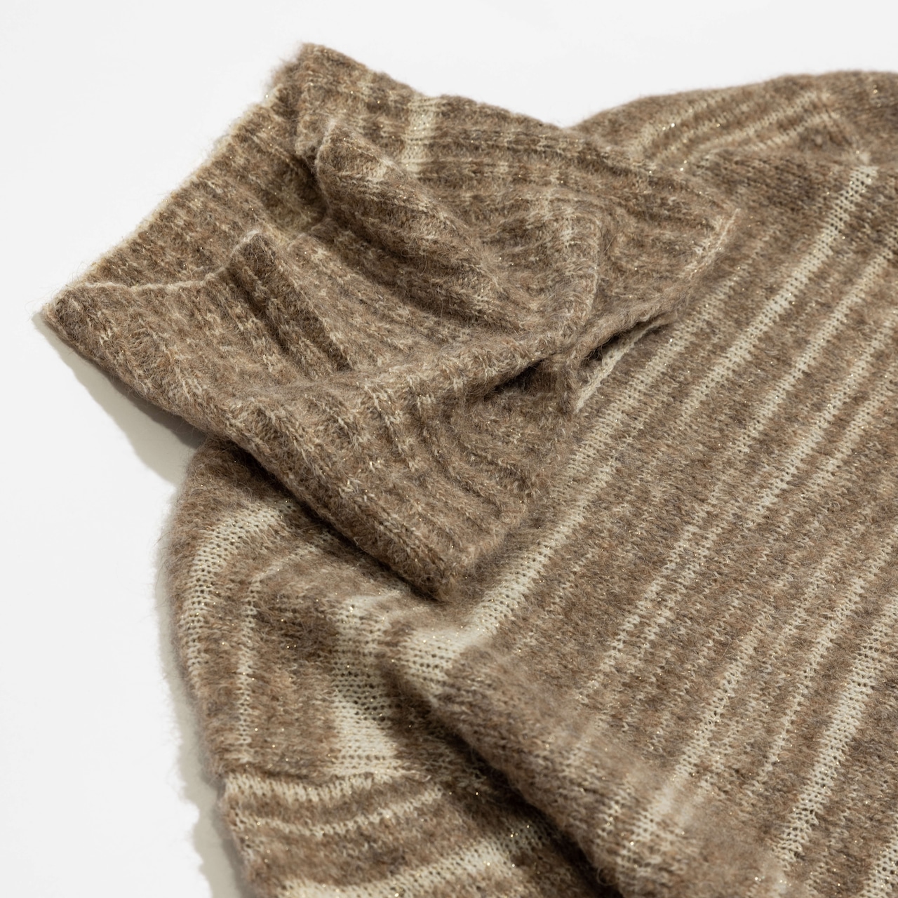 Tiger Effect Alpaca Off Collar Top Knit