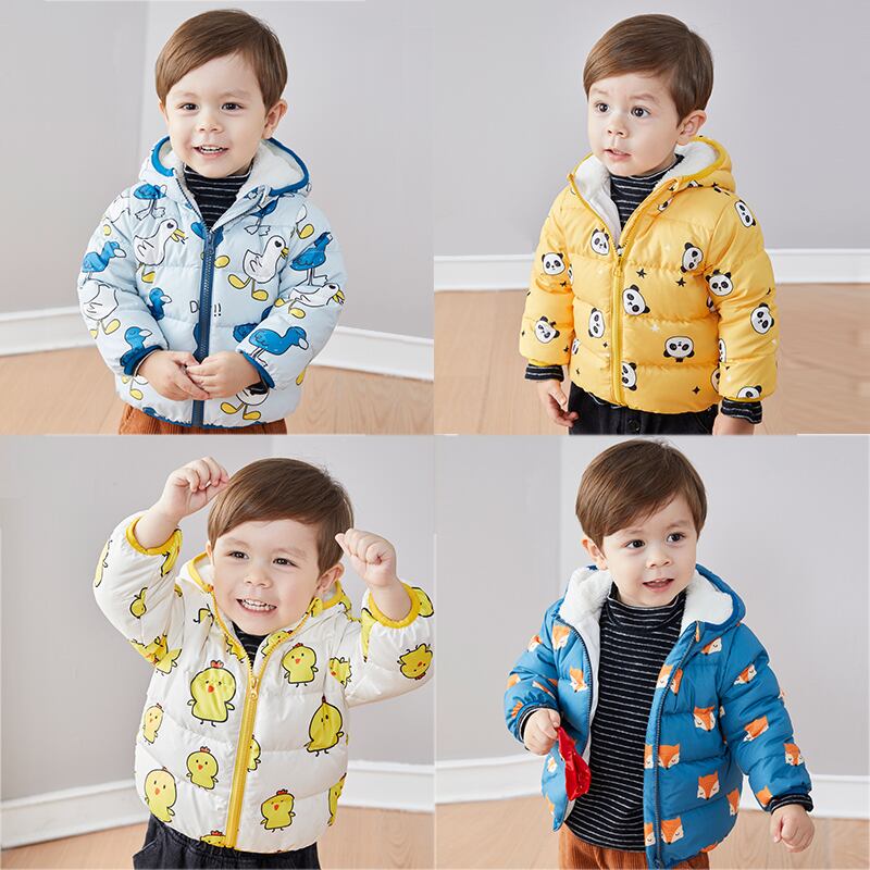 ベビーダウンジャケット冬子供用軽量ホワイトダックダウン服ベビージャケット冬ボーイズウエスタンスタイル冬フード付き Duduベイビー71896773380