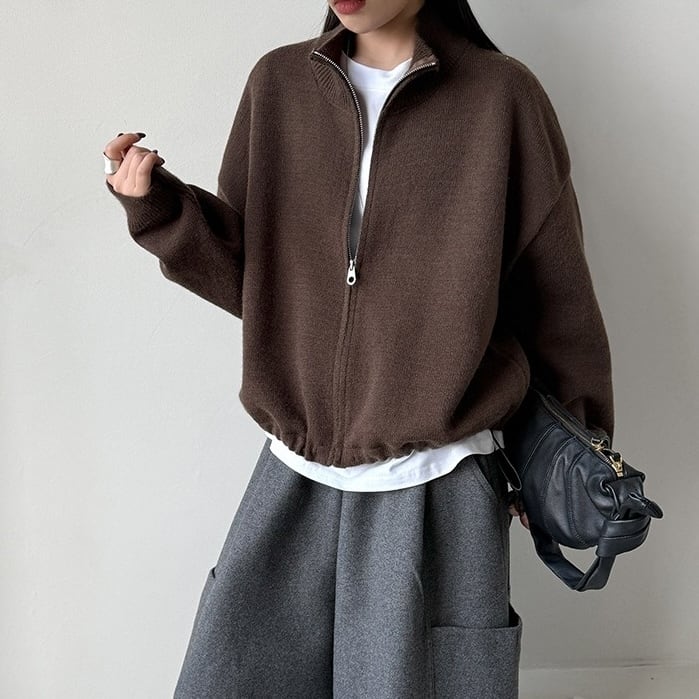 zip-up knit cardigan 14798 | abeille