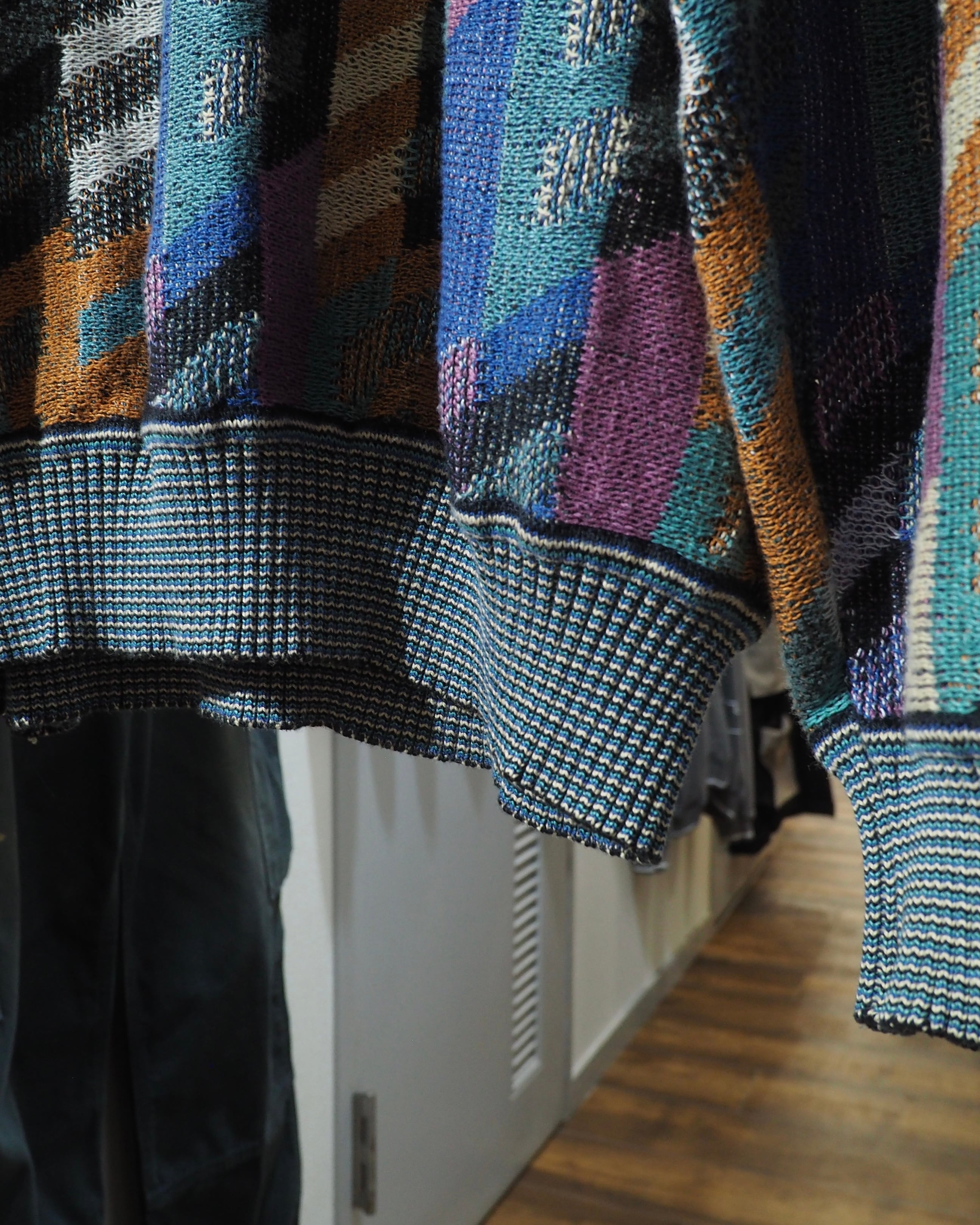 1990s " St.croix - Made in USA " Colorful pastel Block pattern vintage loose knit