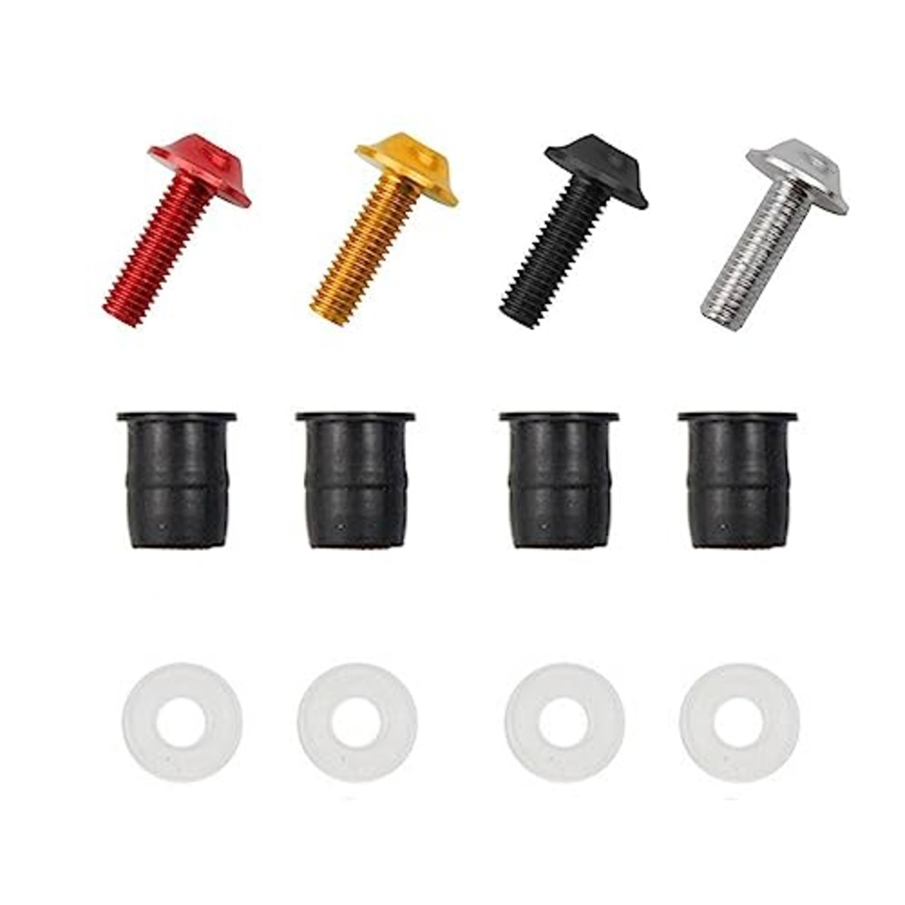 LOYELEY スクリーンボルト 10個セット M5 5mm ボルト ウェルナット 風防ネジ ウインドスクリーン カウルやスクリーンの固定 ワッシャー・六角レンチ付き カヤック オートバイ バイク用 (ブラック)