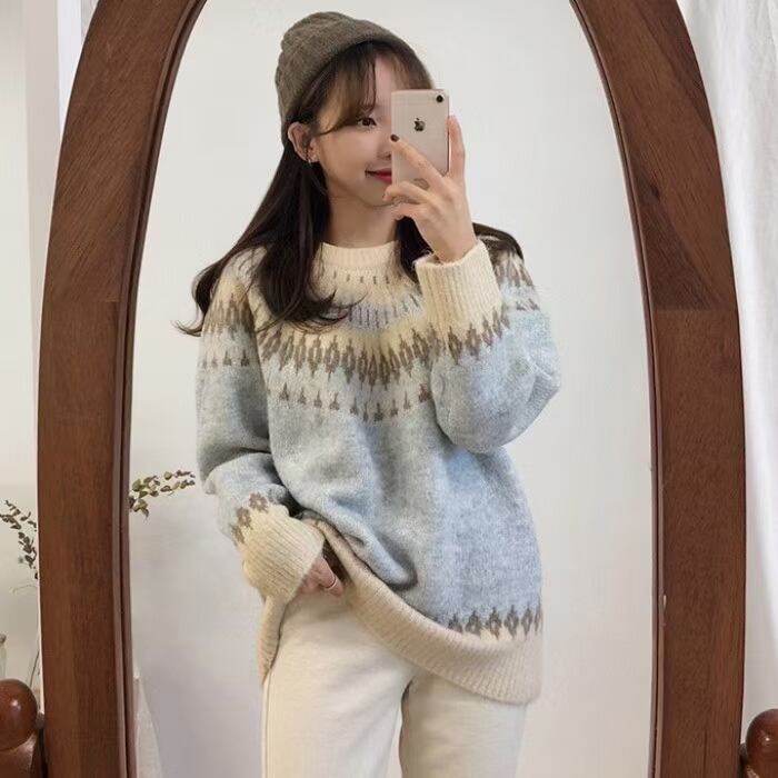 ノルディック柄　ふわふわニット　AJ1102ー9860