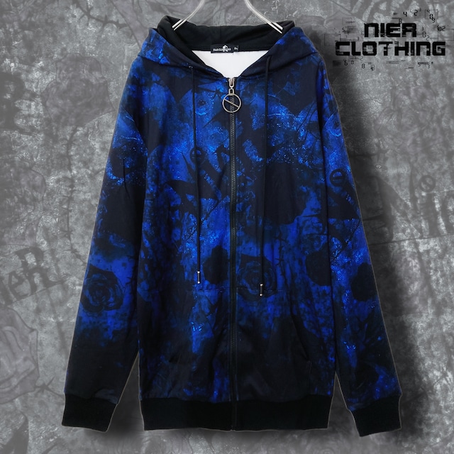 DARK BLUE ROSE ZIP OUTER【CUSTOM ZIPPER】