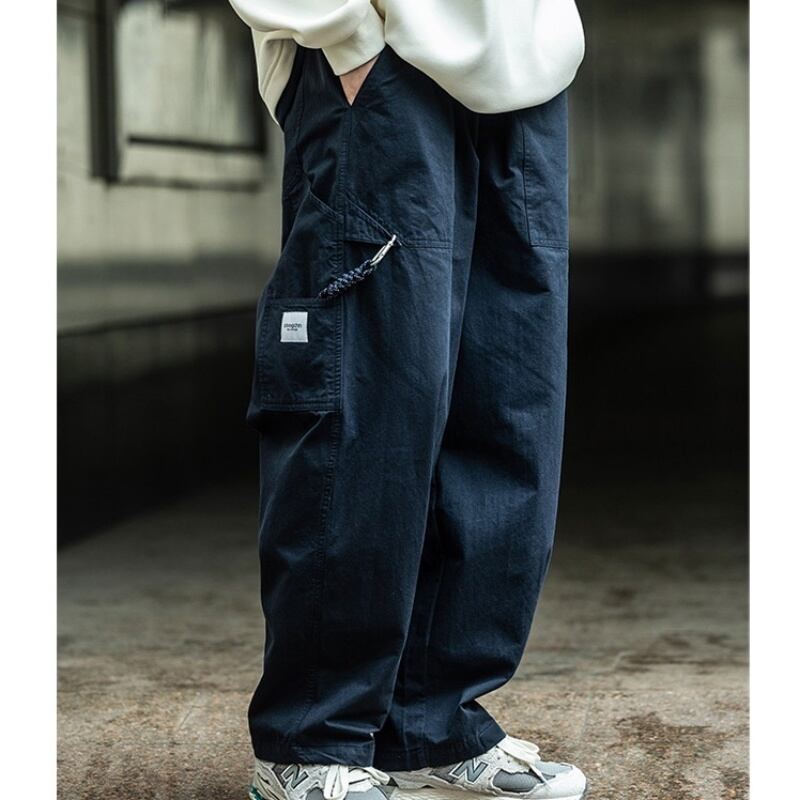 カラナビ付きルーズフィットワイドレッグパンツ K18014