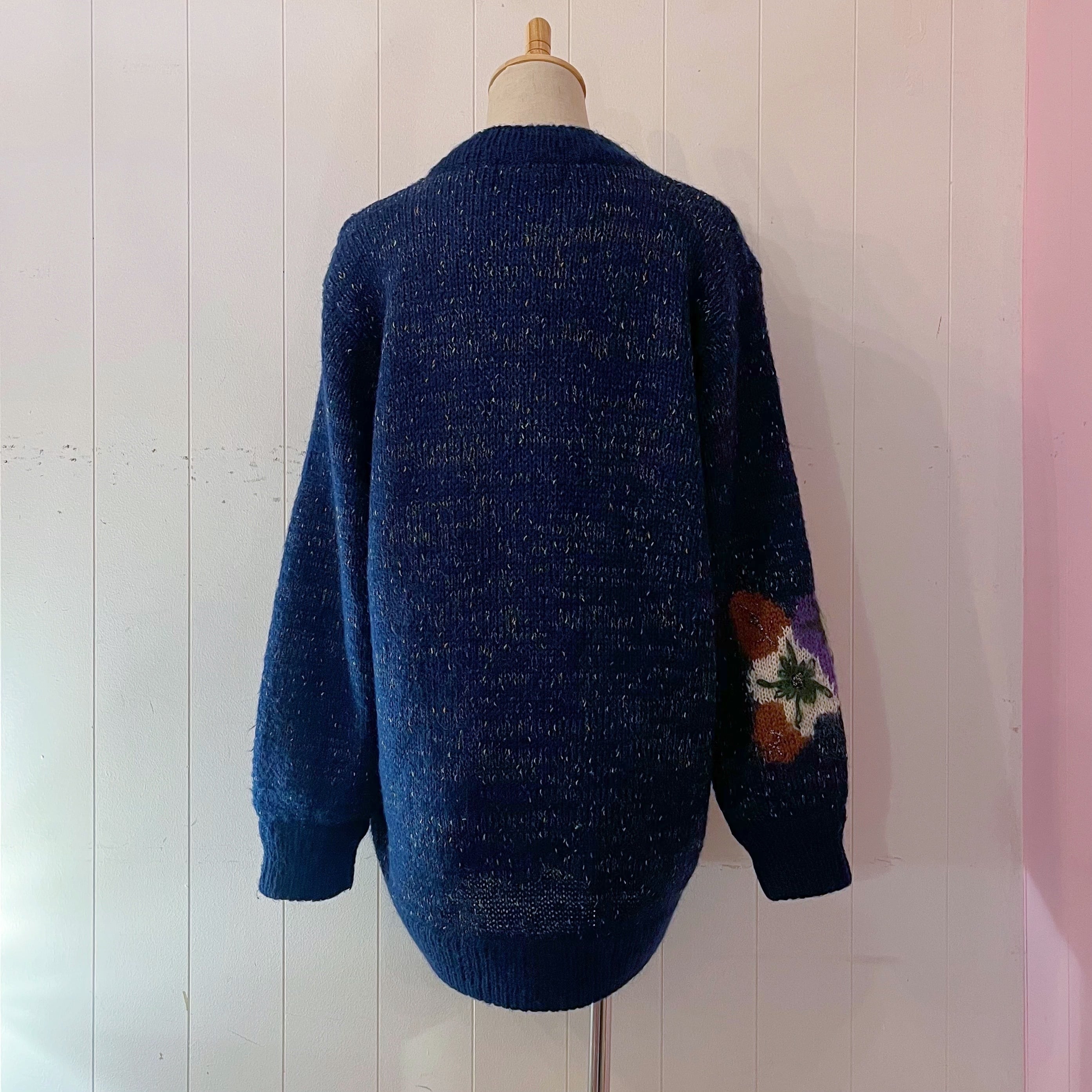 lame flower liner knit cardigan