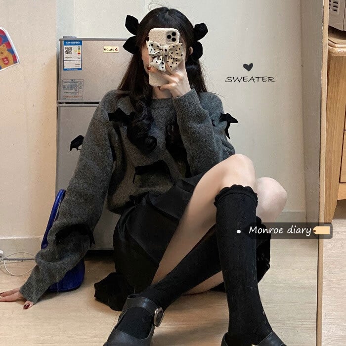 グレーセーター レディースニットスプリングスタイルシャツ トップス 春物 モンロー15767290095