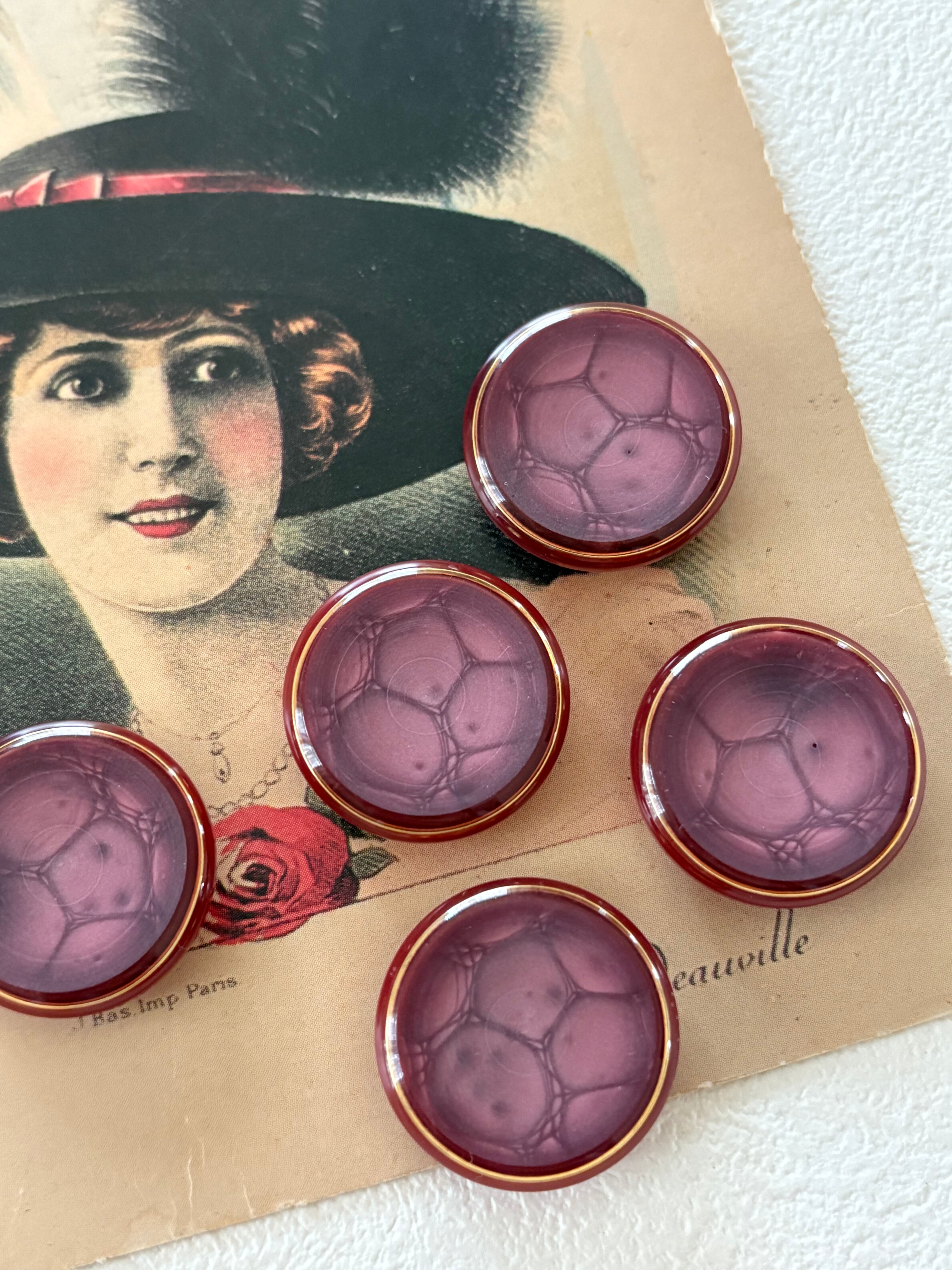 Japanese Vintage ボタン 22mm ワインレッド 昭和レトロ アクセサリーパーツ 装飾材 カルトナージュ