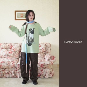 碧眼のシャム猫と過ごすミントグリーンロングスリーブ E00598