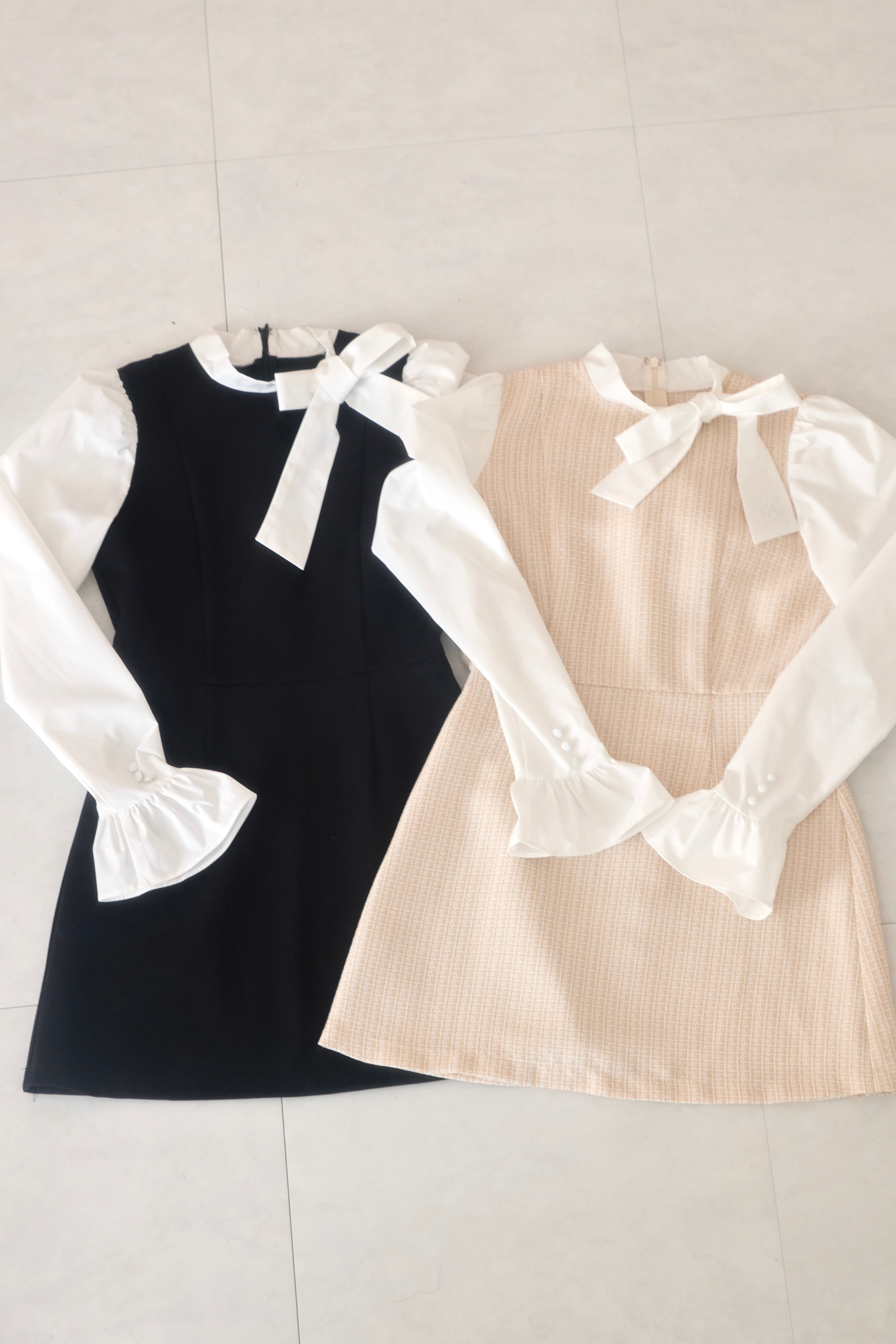 classical ribbon docking onepiece(black) | Désir et Raison
