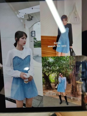 切り替えデニムミニワンピース