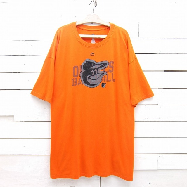 Majestic Baltimore Orioles Baseball ボルチモア オリオールズ プリントTシャツ オレンジ メンズ 5XLサイズ