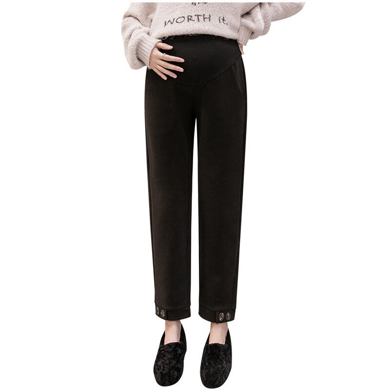 【新作】【送料無料】 マタニティウェア2020秋冬の新しいファッションフットボタンウールストレートレッグパンツ、アウターウェアルーズ妊娠中のベリーパンツ-アリババ オータム 秋物 ウィンター 冬物 expec243709654529