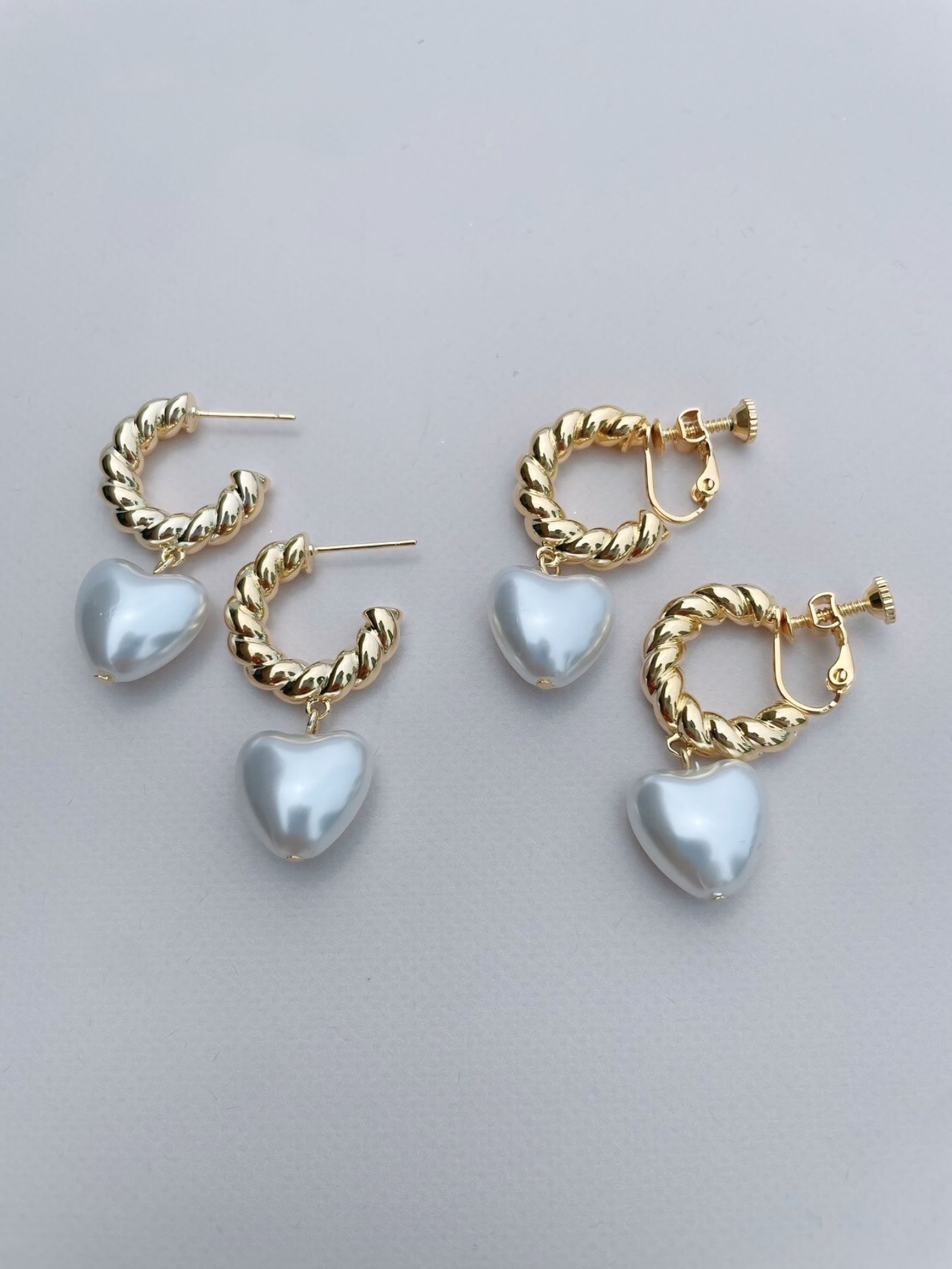 ハートパールフープ（ ピアス / イヤリング）