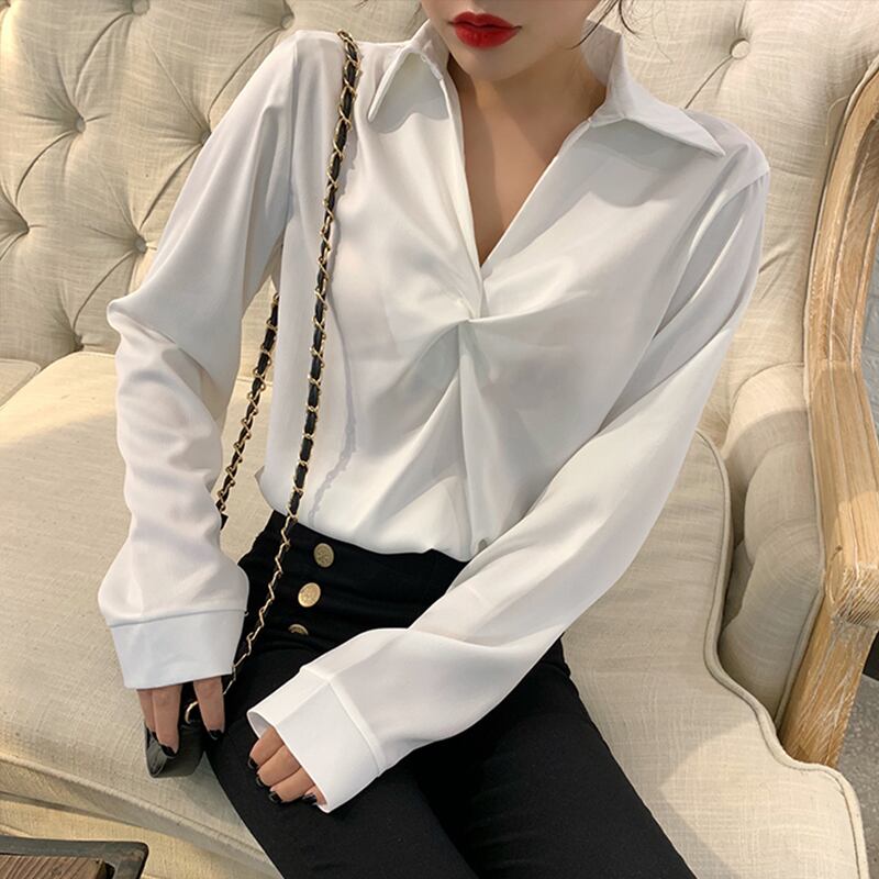 シャツ サマーVネックルーズカラープルオーバー トップス ロング 夏物 ピュア YY-ファッション94053089799