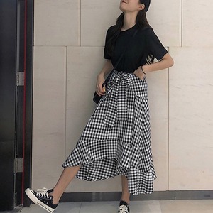 ドッキング ワンピース レディース 春夏秋 韓国 きれいめ 大人 かわいい チェック柄 おしゃれ カジュアル ロング フェミニン 大人可愛い 大人女子
