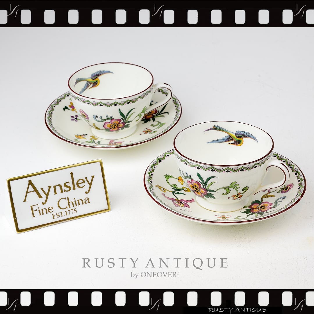 Aynsley　エインズレイ　3539　Ｂ　オリエンタル　アンティーク　カップ＆ソーサー　【イギリス】　ビンテージ　コーヒーカップ　ティーカップ