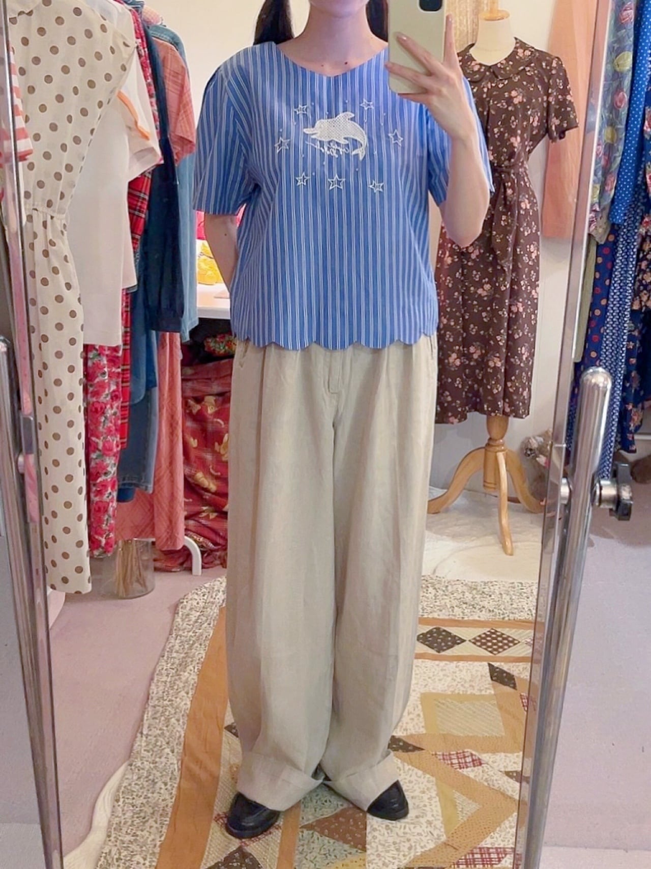 dolphin blue stripe blouse