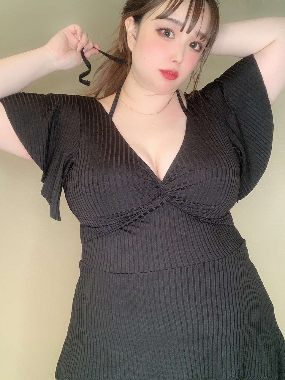 水着 スイムウェア Vネック 半袖 ワンピース水着 ハイウエスト 体型カバー 大きいサイズ 韓国 CH1066