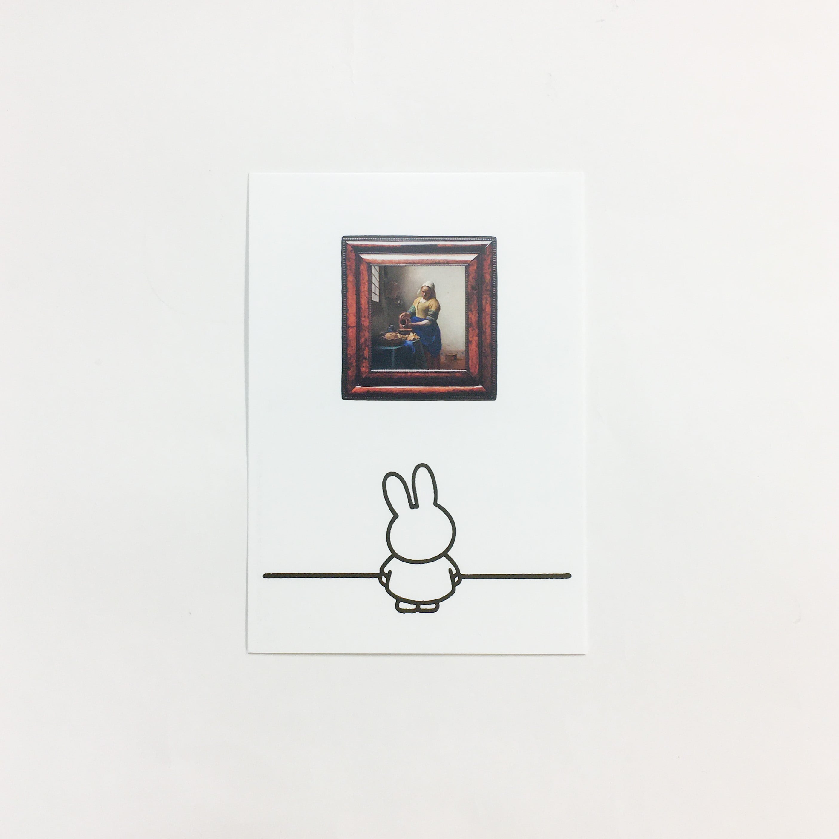 ブルーナ ポストカード フェルメールを鑑賞するミッフィー hmm, by 東京都美術館ミュージアムショップ ふむふむ