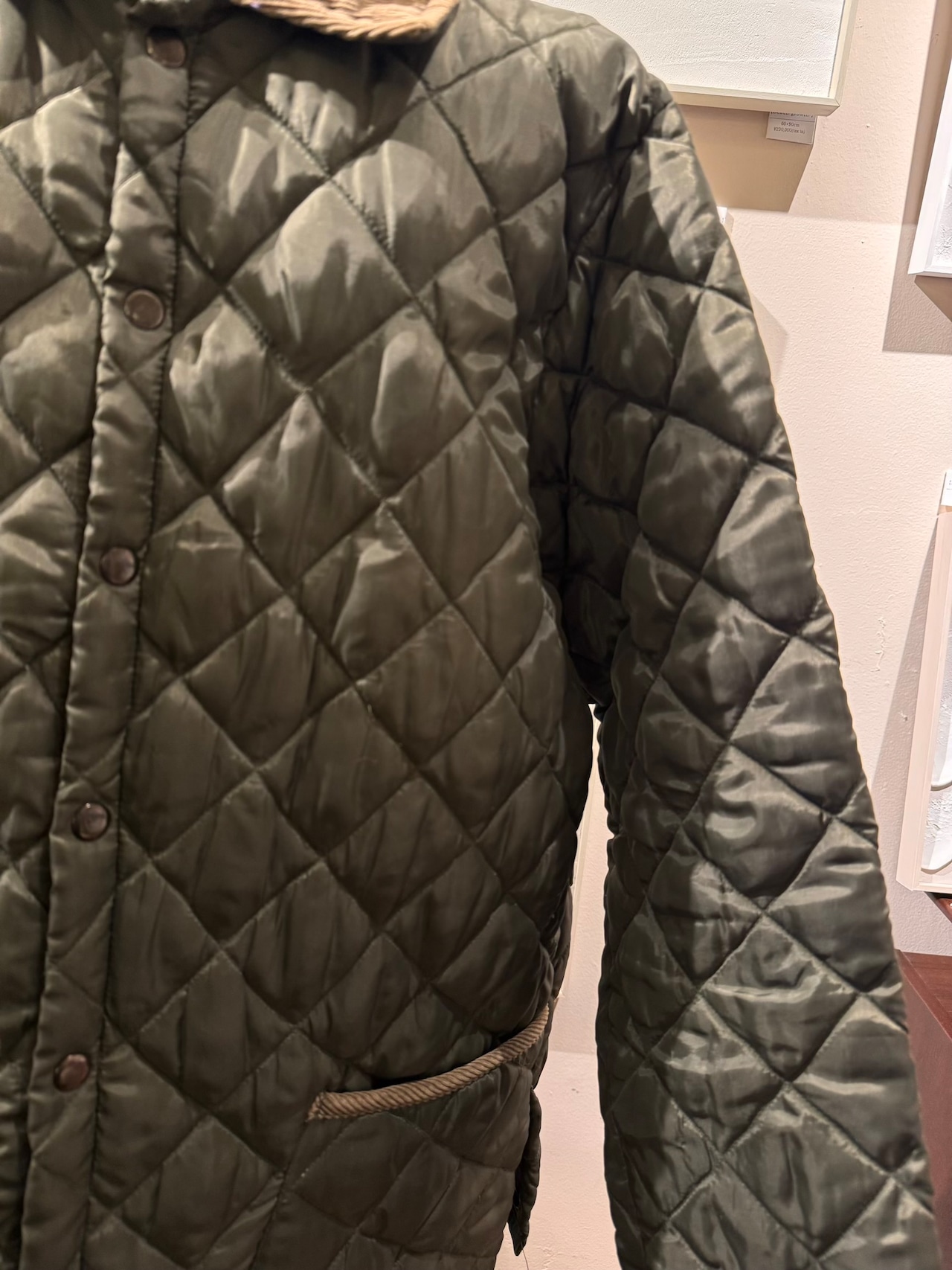 【お取り置き】1980's-90's Made in ENGLAND コーデュロイカラー キルティングジャケット / カーキ