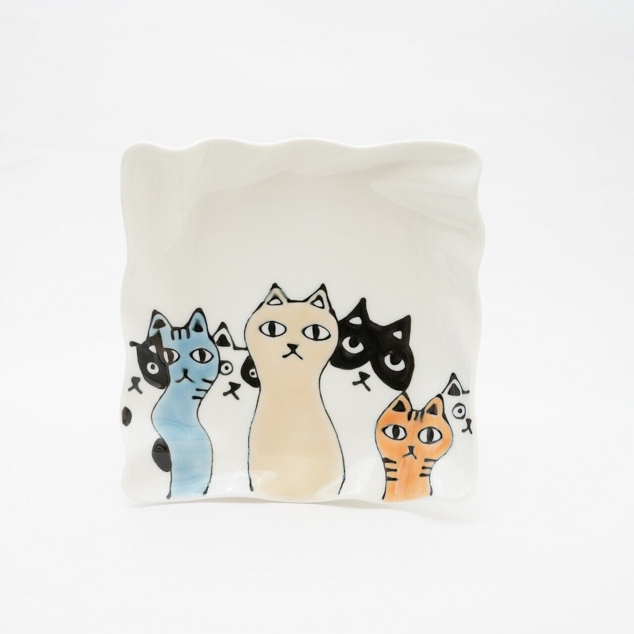 【大新窯】波佐見焼 ネコ会議 波中皿