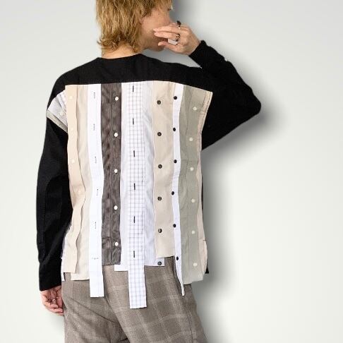 ZOZOTTE remake back patchwork shirt / リメイク 背中パッチワーク シャツ / ブラック系