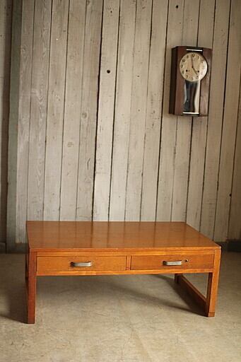 雰囲気の良い古い木製の机引き出し2杯ローテーブル作業台古家具古民家